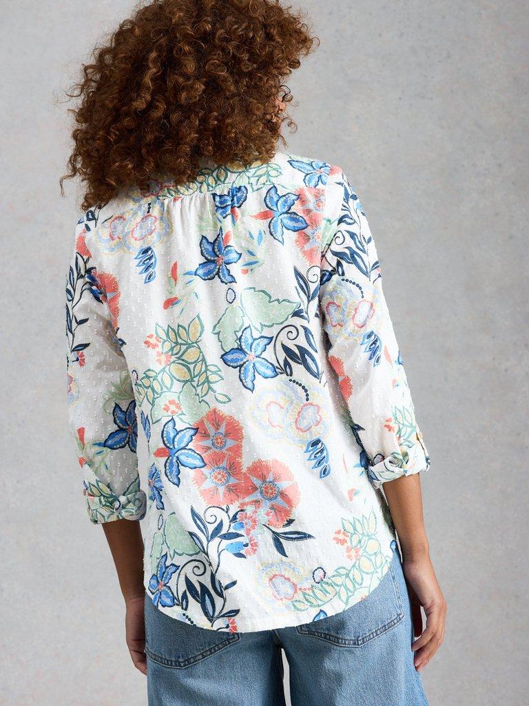 Sophie Organic Cotton Print Shirt in IVORY MLT - MODEL BACK