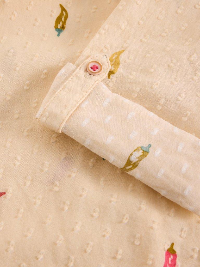 Sophie Organic Cotton Print Shirt in IVORY PR - FLAT BACK