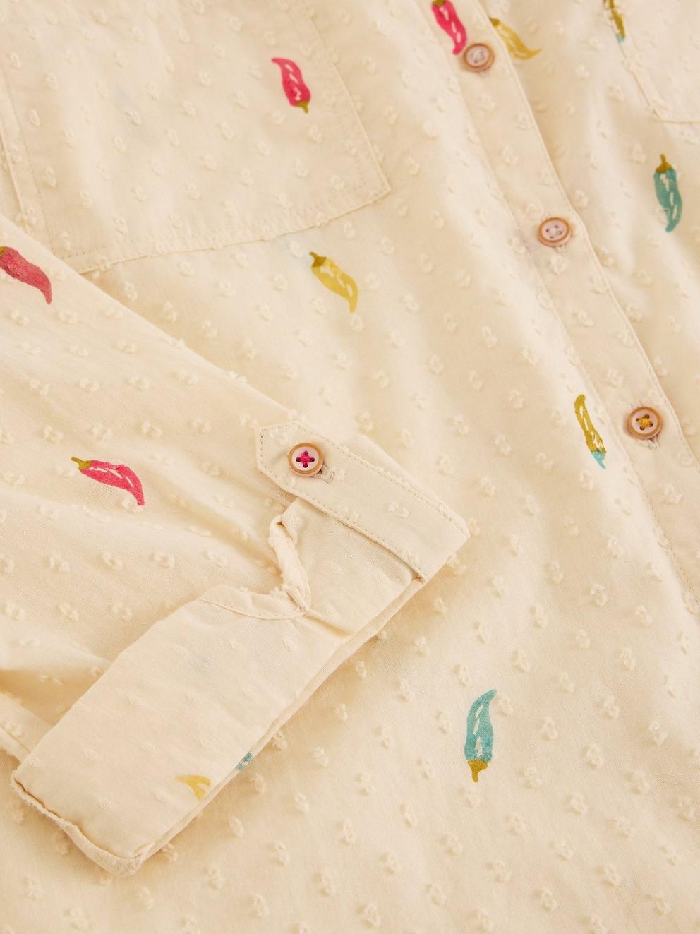 Sophie Organic Cotton Print Shirt in IVORY PR - FLAT DETAIL