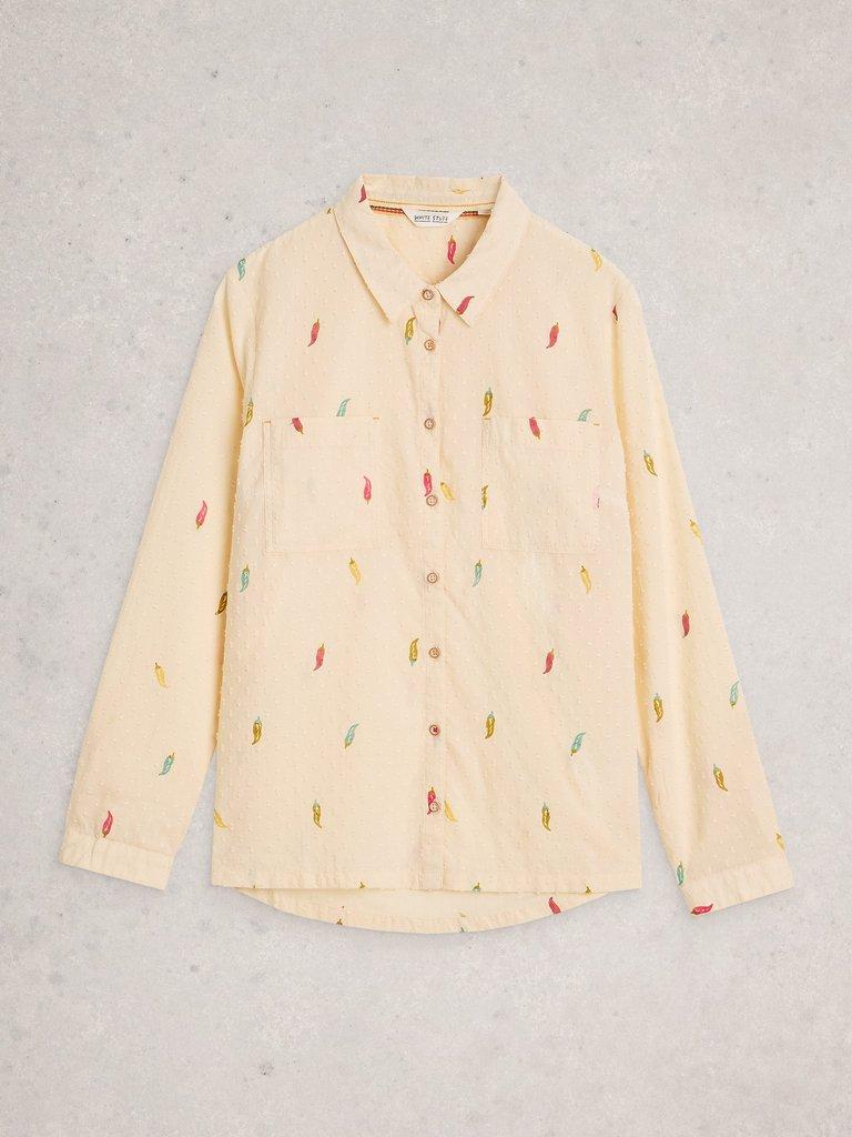 Sophie Organic Cotton Print Shirt in IVORY PR - FLAT FRONT
