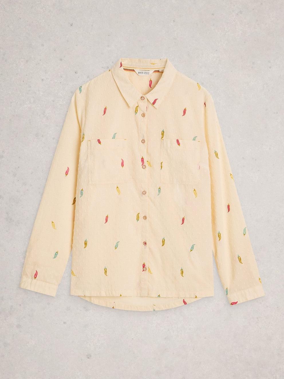Sophie Organic Cotton Print Shirt in IVORY PR - FLAT FRONT