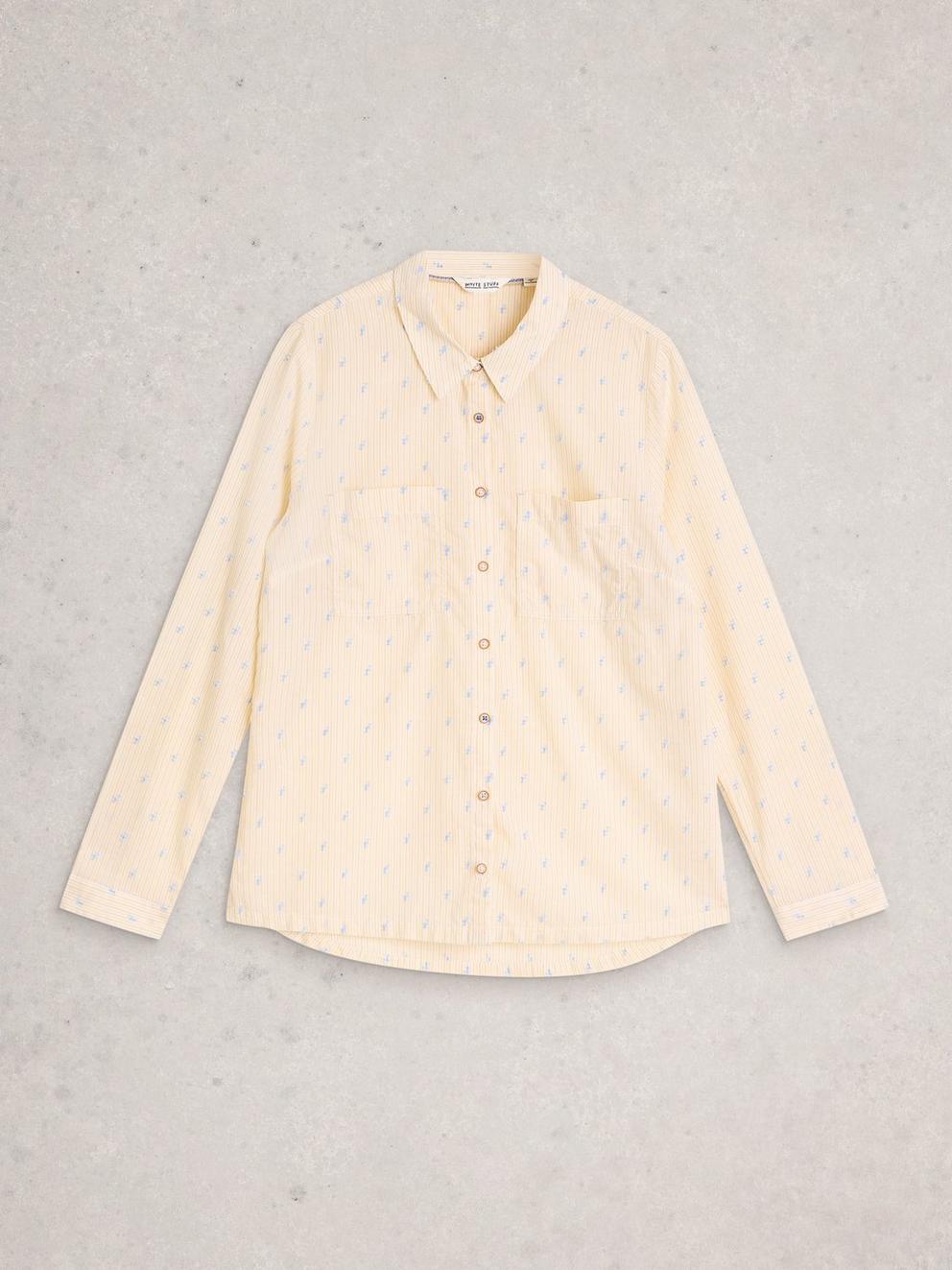 Sophie Organic Cotton Print Shirt in YELLOW MLT - FLAT FRONT