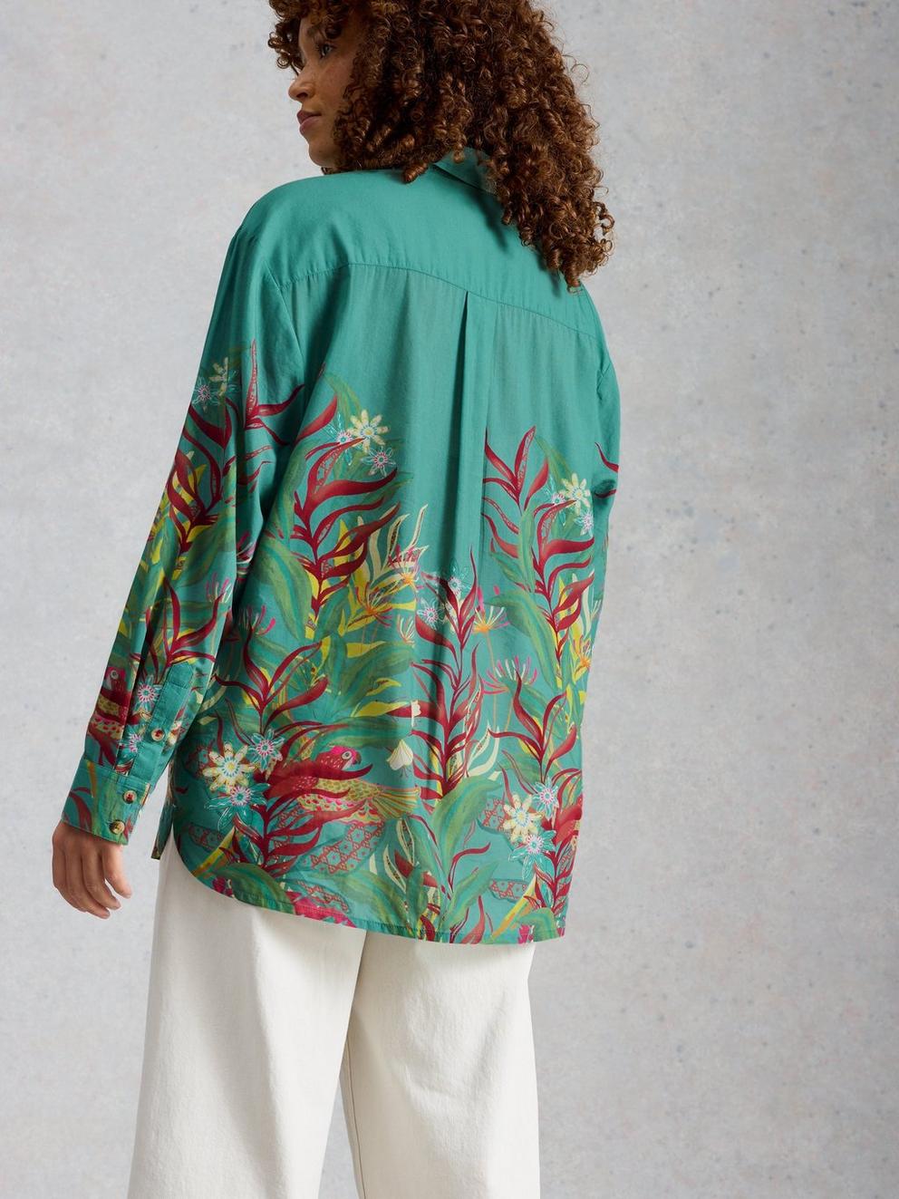 Lydia Shirt in TEAL MLT - MODEL BACK