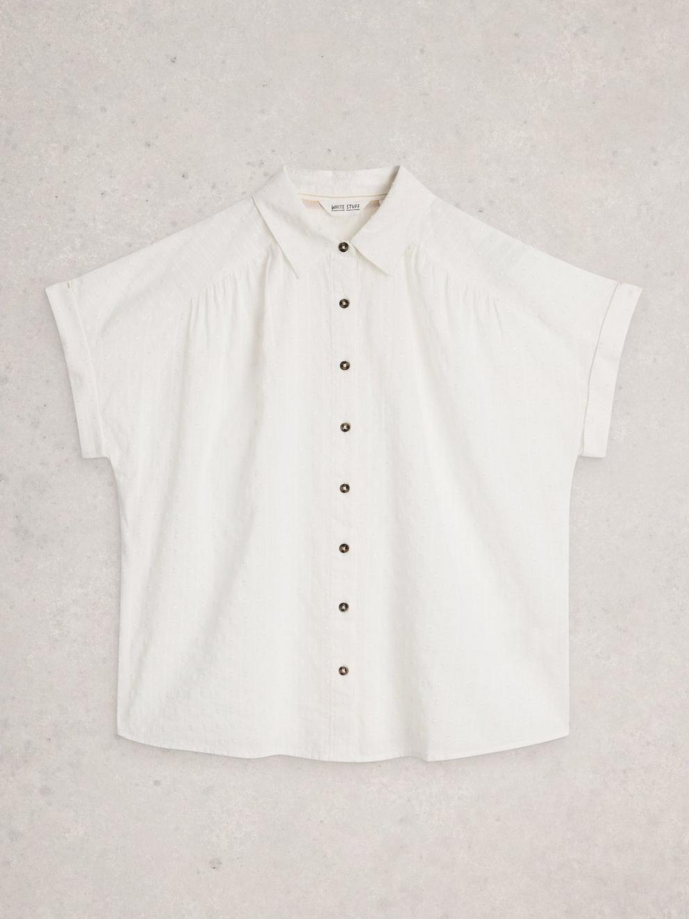 Orla Button Through Shirt in BRIL WHITE - FLAT FRONT
