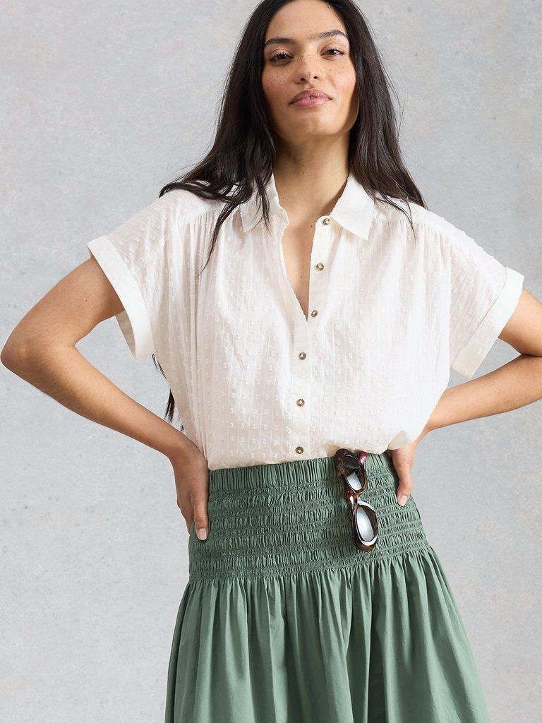 Orla Button Through Shirt in BRIL WHITE - LIFESTYLE