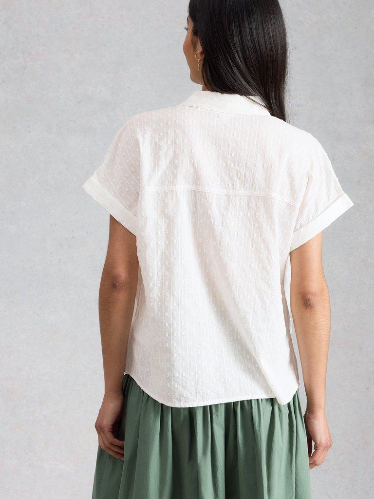 Orla Button Through Shirt in BRIL WHITE - MODEL BACK