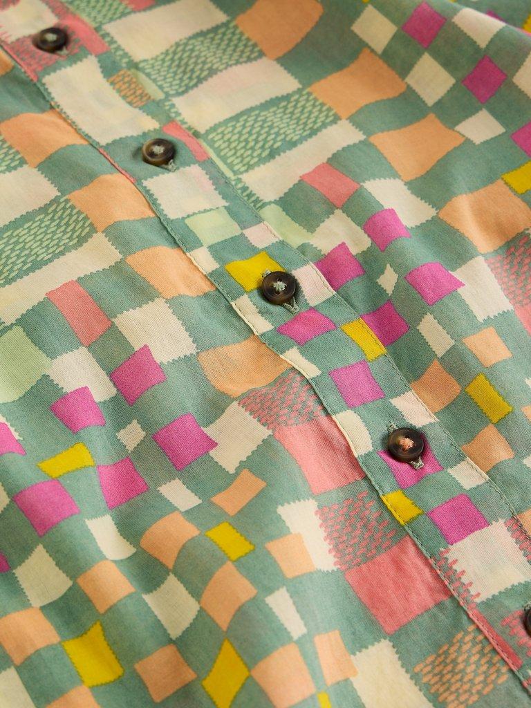 Orla Button Through Shirt in GREEN MLT - FLAT DETAIL