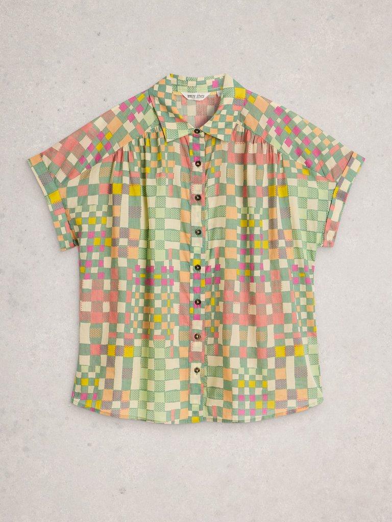 Orla Button Through Shirt in GREEN MLT - FLAT FRONT