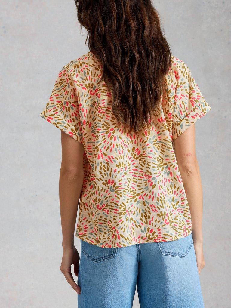 Orla Button Through Shirt in IVORY PR - MODEL BACK