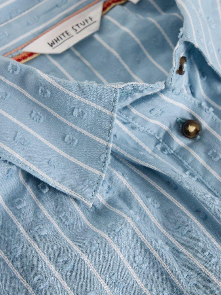 Orla Button Through Shirt in MID BLUE - FLAT DETAIL