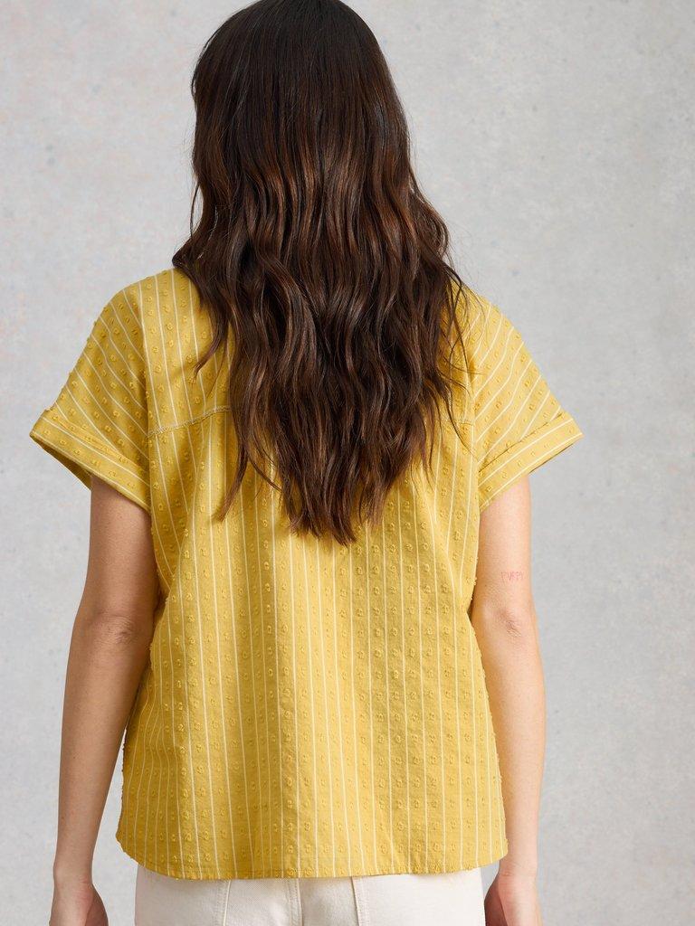 Orla Button Through Shirt in MID YELLOW - MODEL BACK