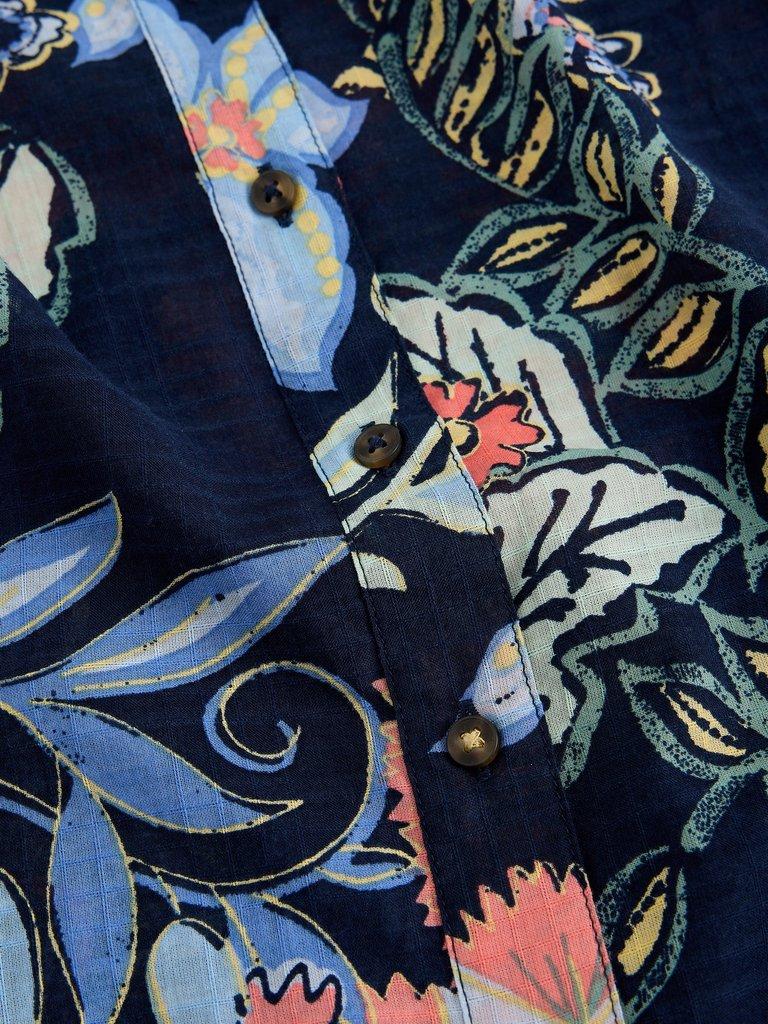 Orla Button Through Shirt in NAVY MULTI - FLAT DETAIL