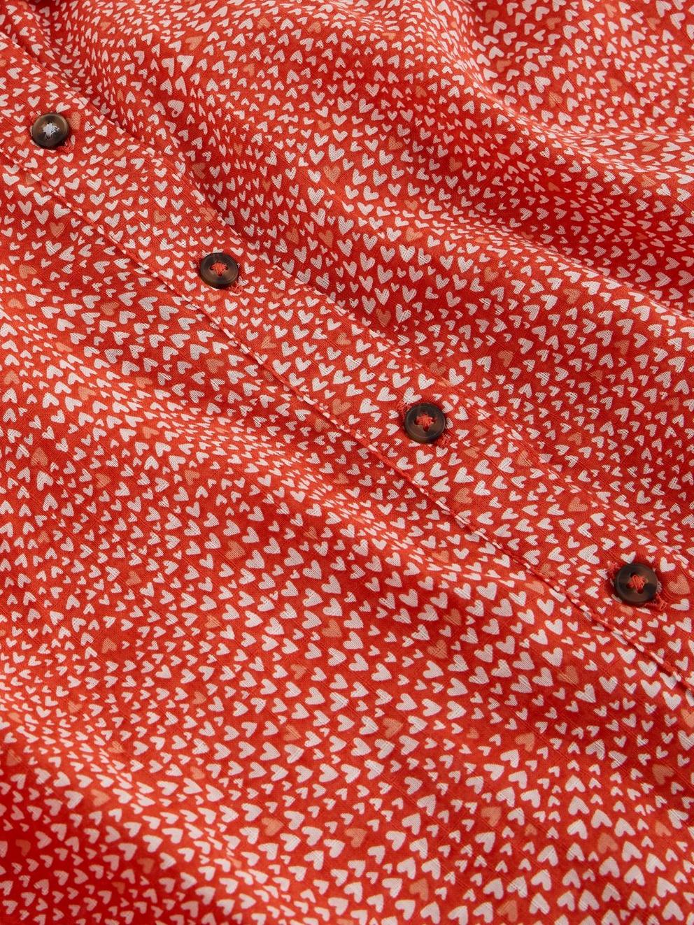 Orla Button Through Shirt in RED PR - FLAT DETAIL