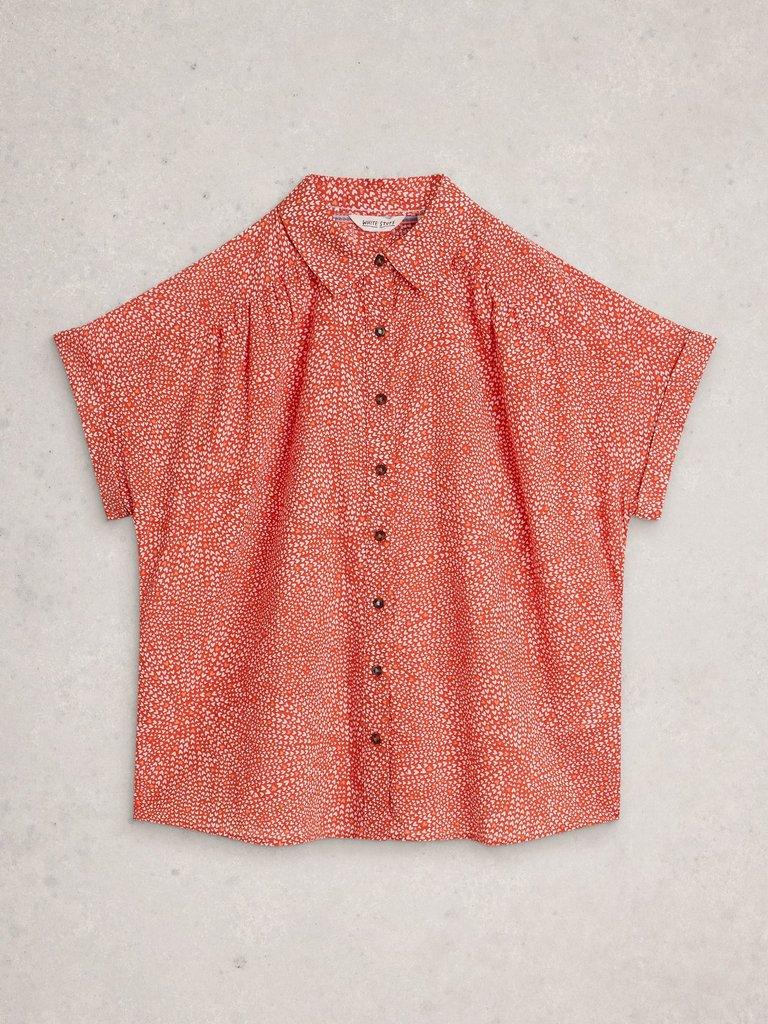 Orla Button Through Shirt in RED PR - FLAT FRONT