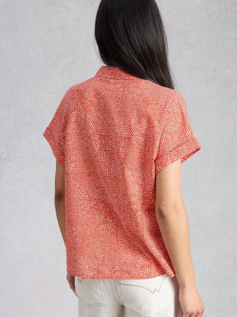 Orla Button Through Shirt in RED PR - MODEL BACK