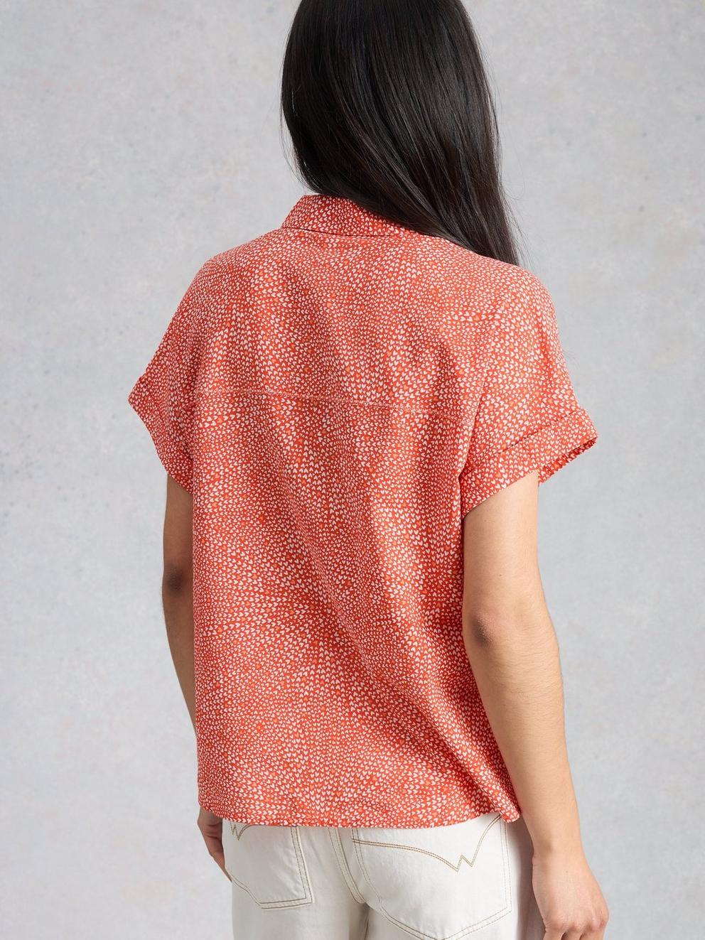 Orla Button Through Shirt in RED PR - MODEL BACK