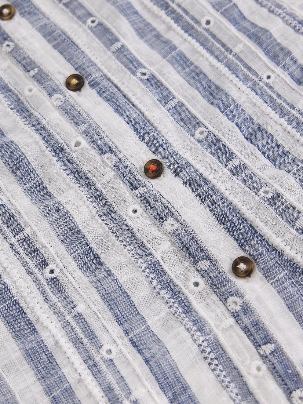 Orla Button Through Shirt in BLUE MLT - FLAT DETAIL