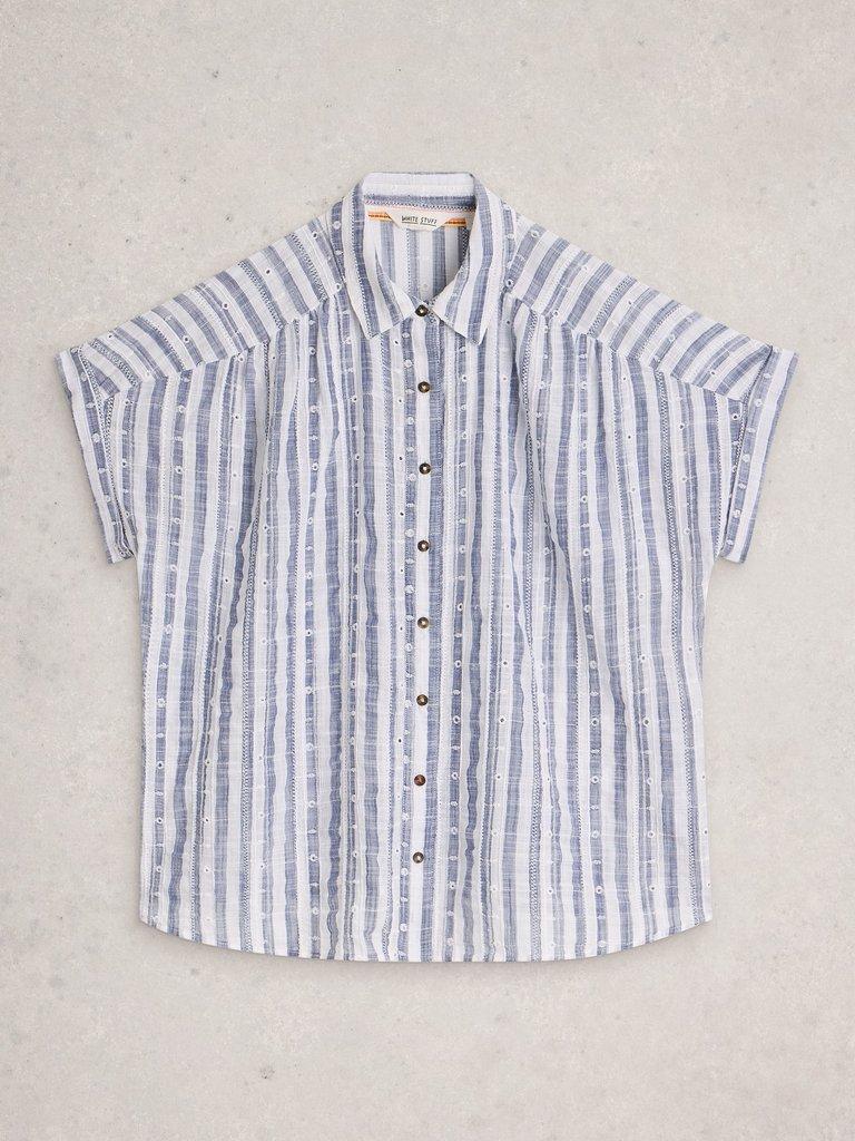 Orla Button Through Shirt in BLUE MLT - FLAT FRONT