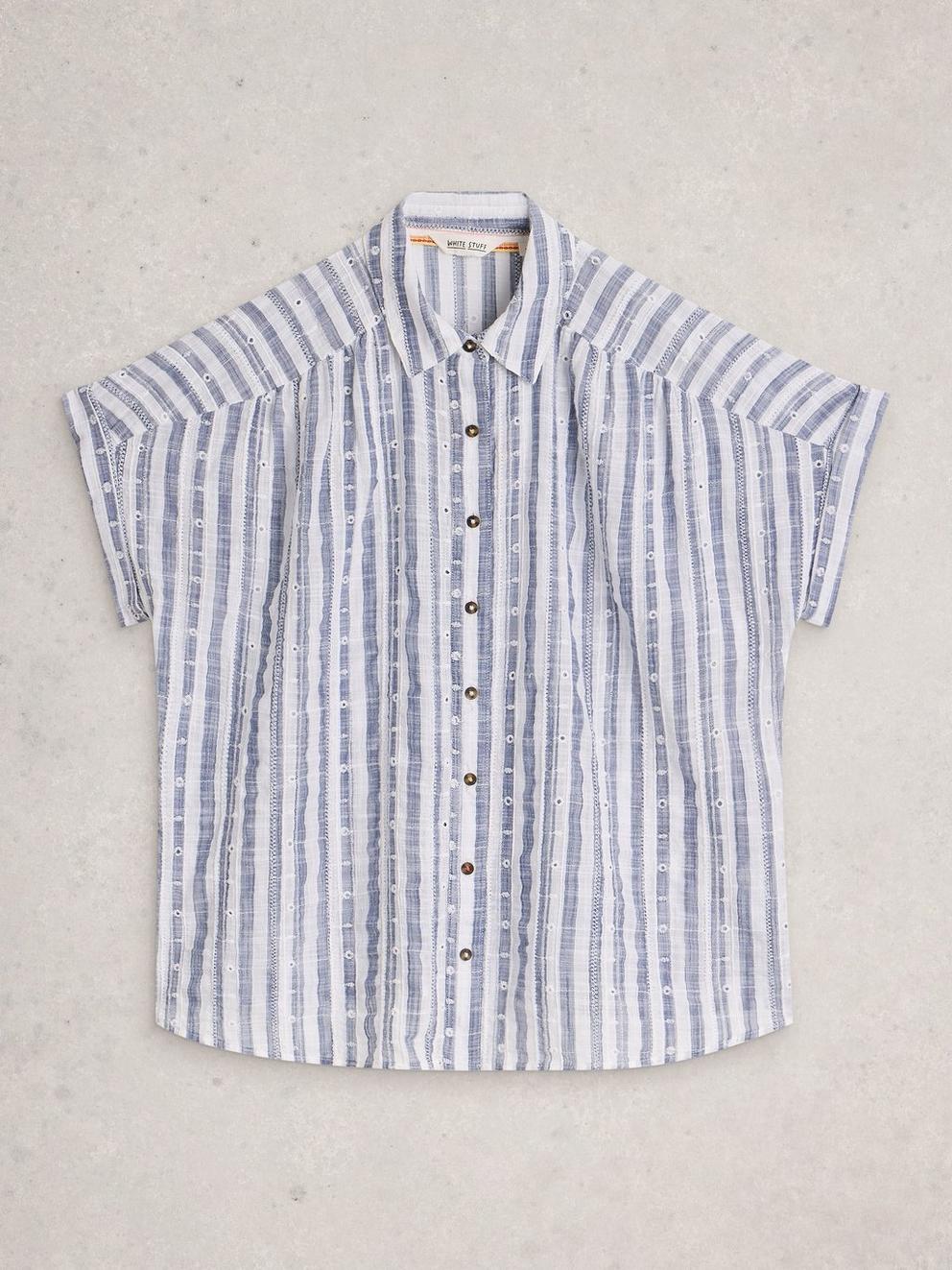 Orla Button Through Shirt in BLUE MLT - FLAT FRONT