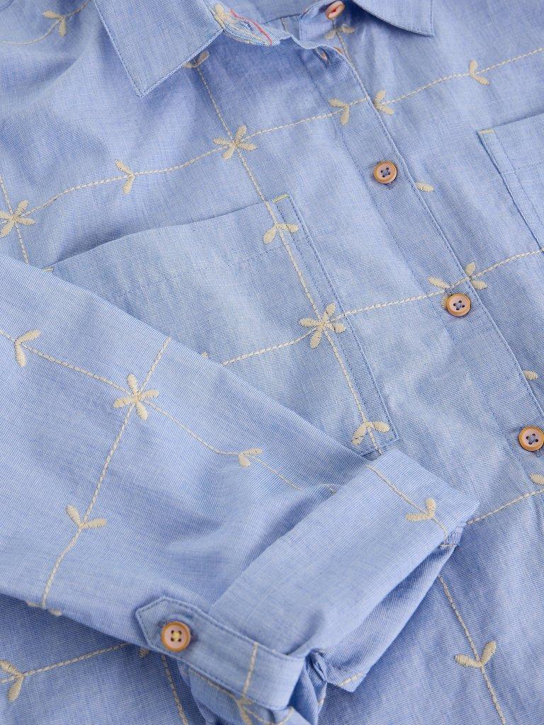 Sophie Collared Embroidered Shirt in BLUE MLT - FLAT DETAIL