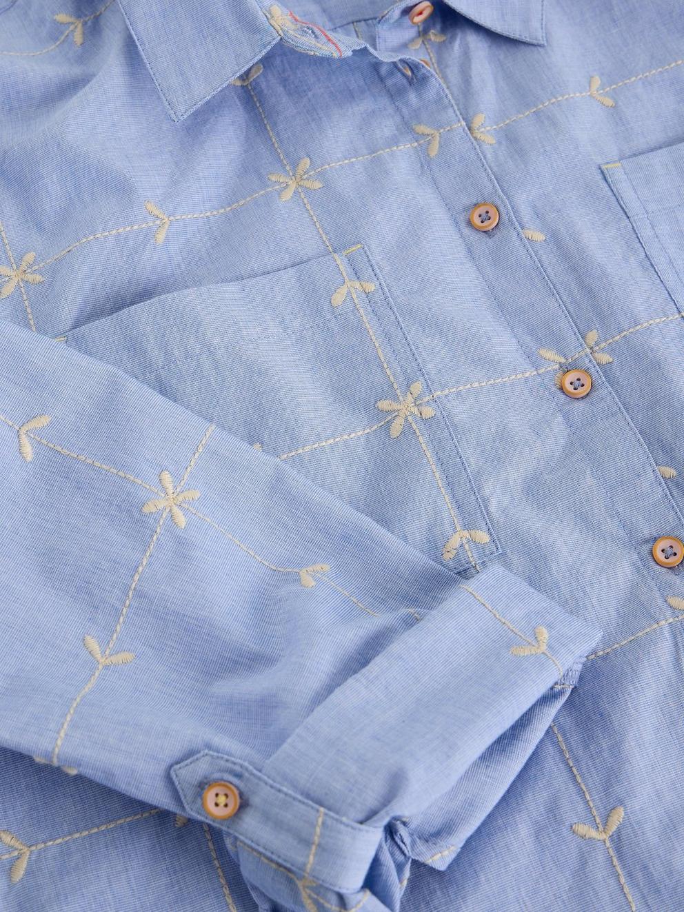 Sophie Collared Embroidered Shirt in BLUE MLT - FLAT DETAIL