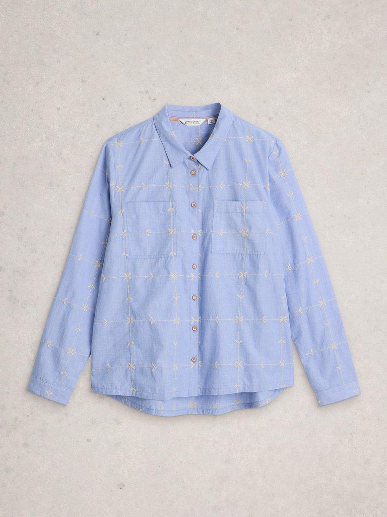 Sophie Collared Embroidered Shirt in BLUE MLT - FLAT FRONT