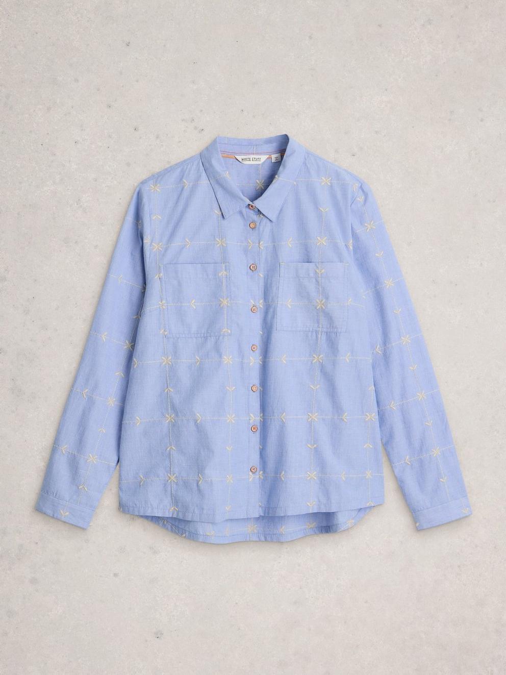 Sophie Collared Embroidered Shirt in BLUE MLT - FLAT FRONT