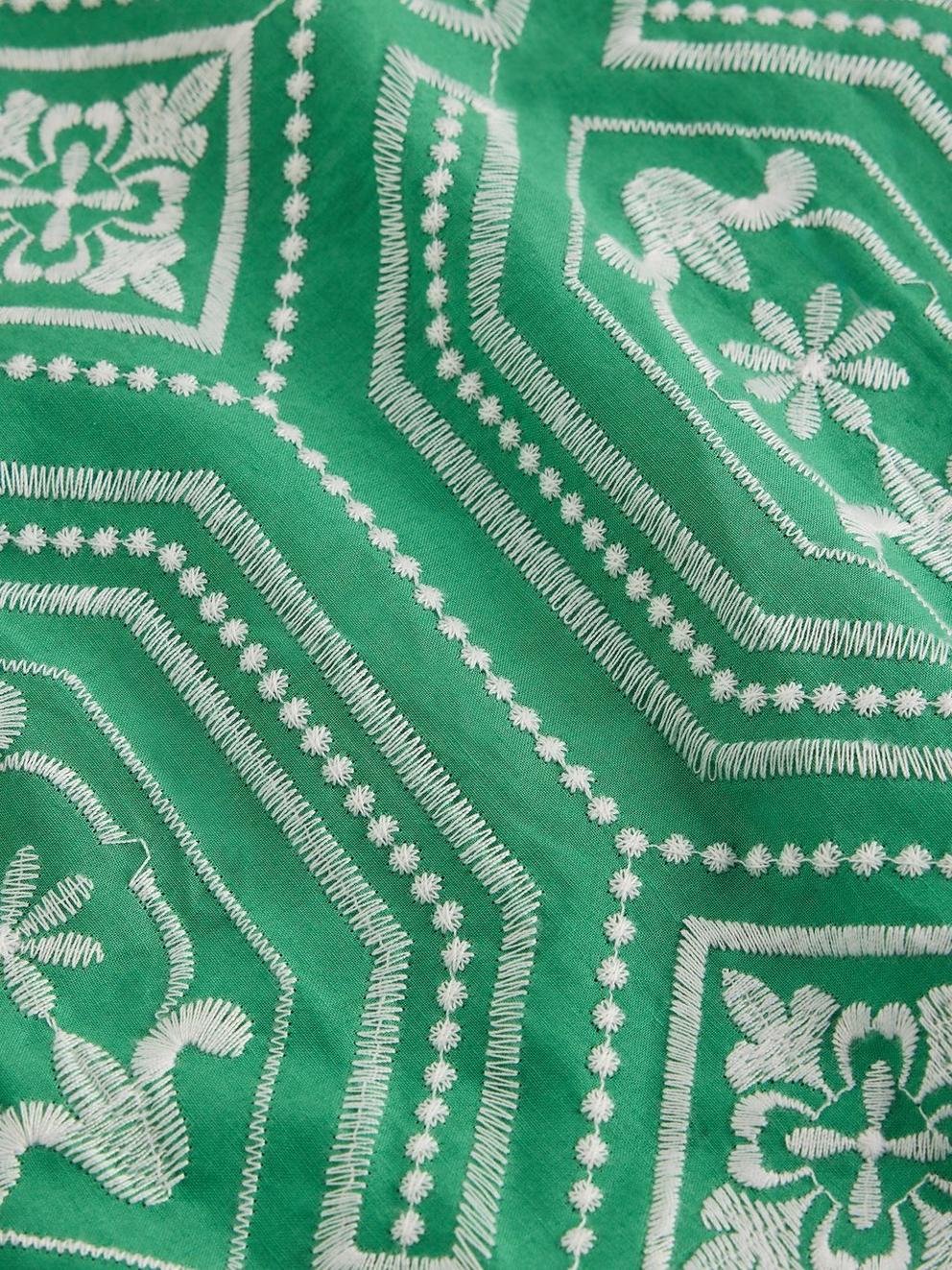 Hallie Embroidered Top in GREEN MLT - FLAT DETAIL
