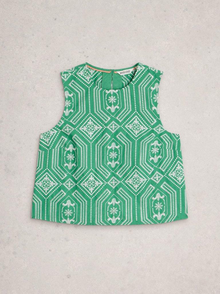 Hallie Embroidered Top in GREEN MLT - FLAT FRONT