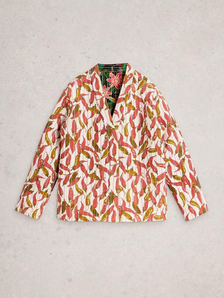 Printed Quilted Jacket in GREEN MLT - FLAT BACK