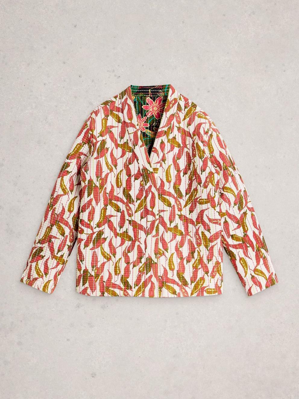 Printed Quilted Jacket in GREEN MLT - FLAT BACK