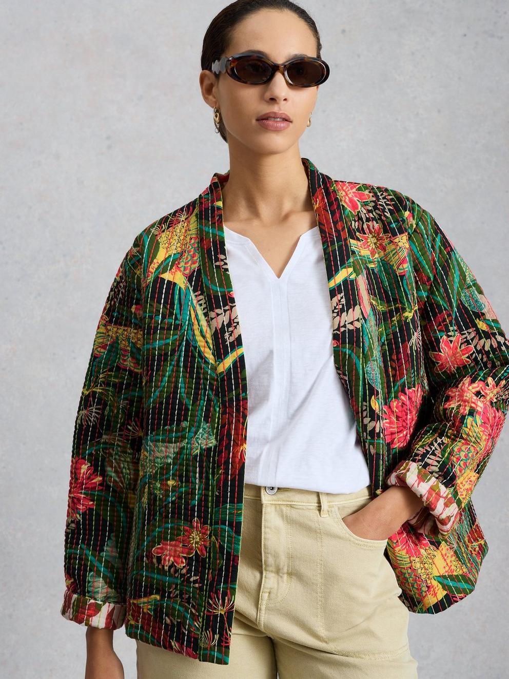 Printed Quilted Jacket in GREEN MLT - LIFESTYLE
