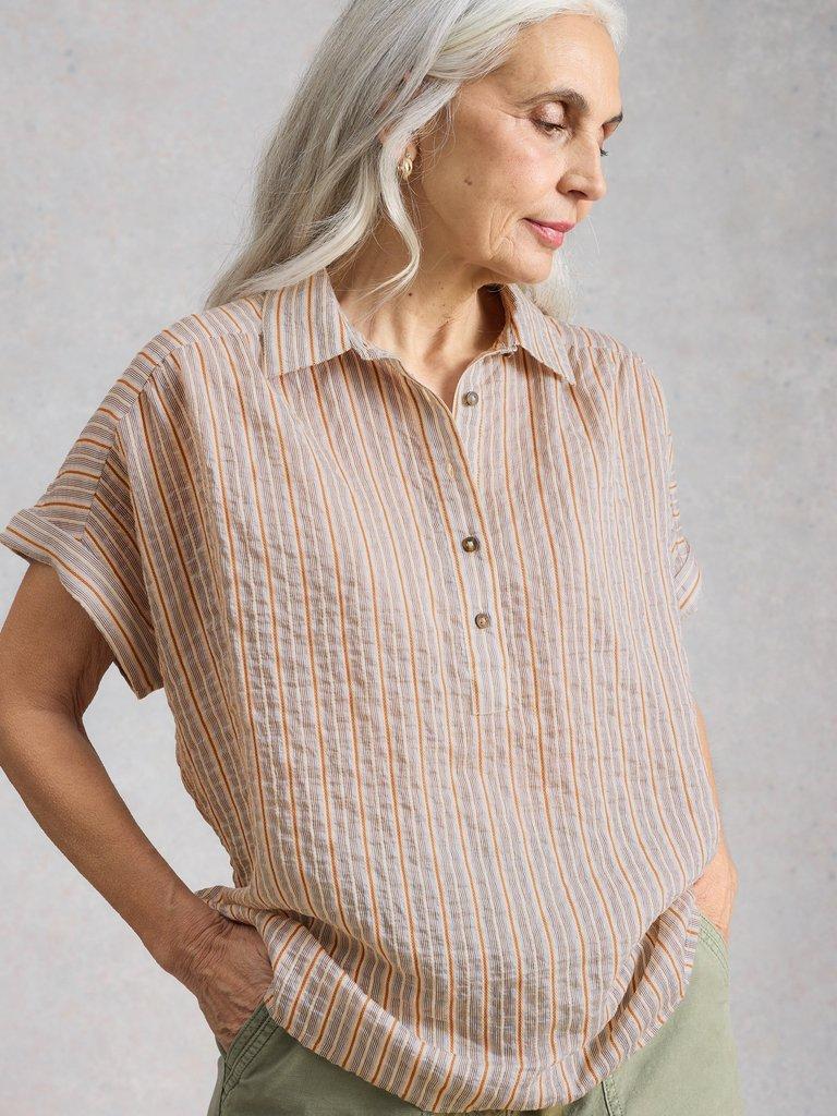 Orla Pop Over Shirt in NAT MLT - FLAT BACK