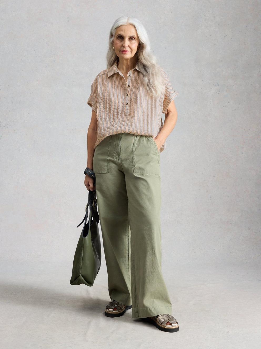 Orla Pop Over Shirt in NAT MLT - MODEL FRONT