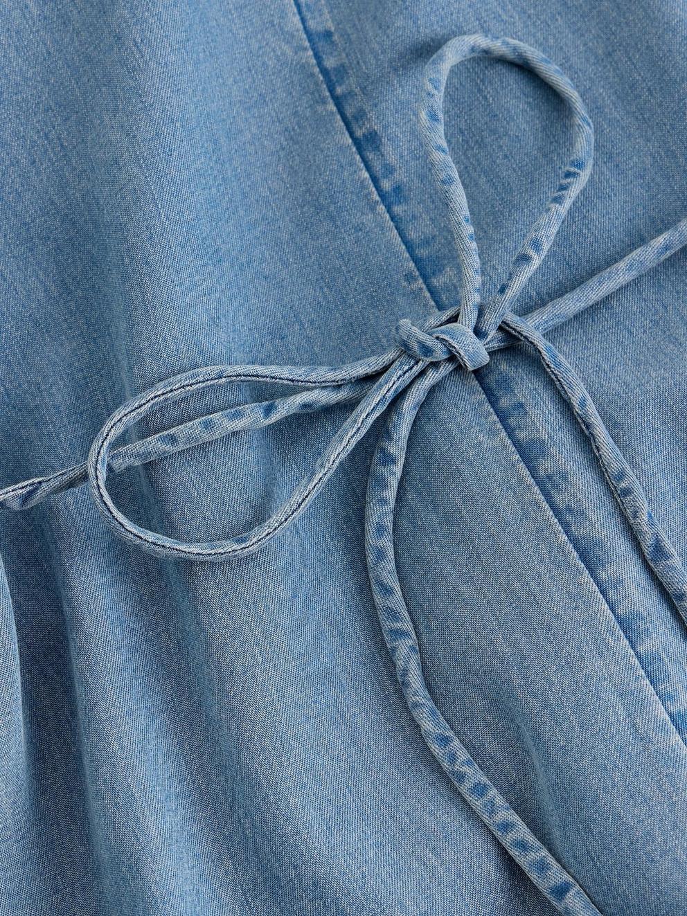 Poppy Palazzo Jumpsuit in CHAMB BLUE - FLAT DETAIL