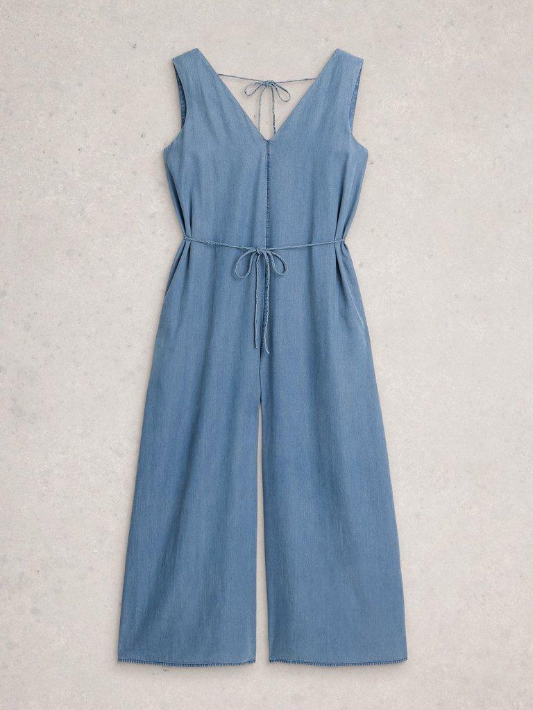 Poppy Palazzo Jumpsuit in CHAMB BLUE - FLAT FRONT