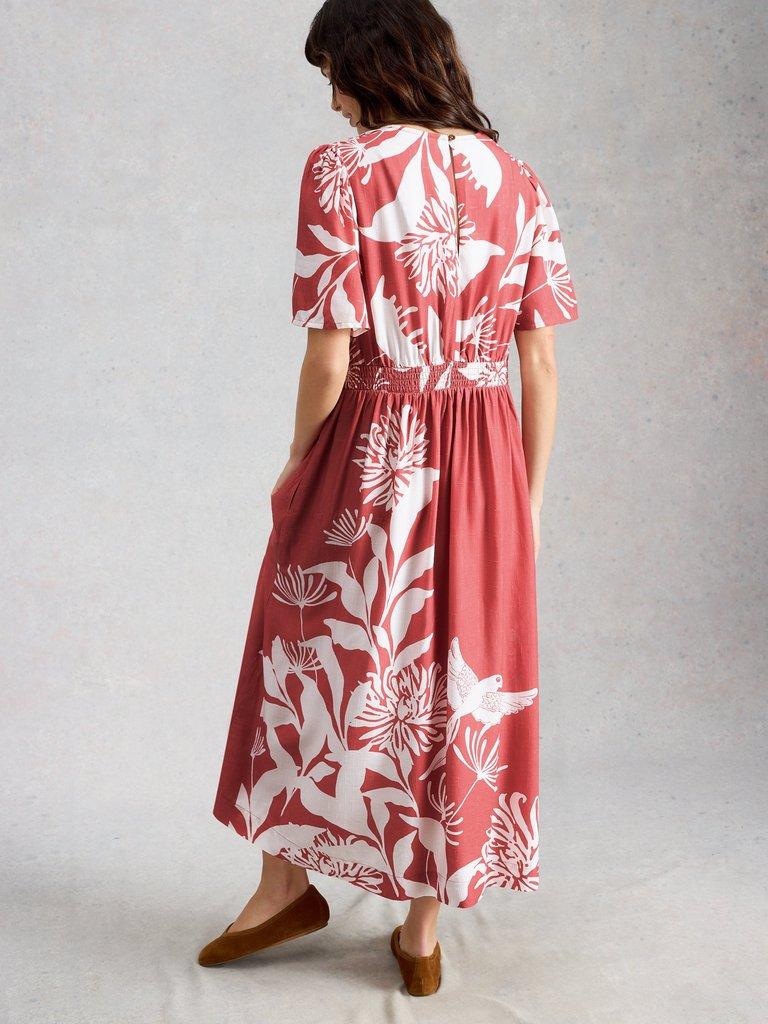Lucy Midi Dress in PINK PR - MODEL BACK