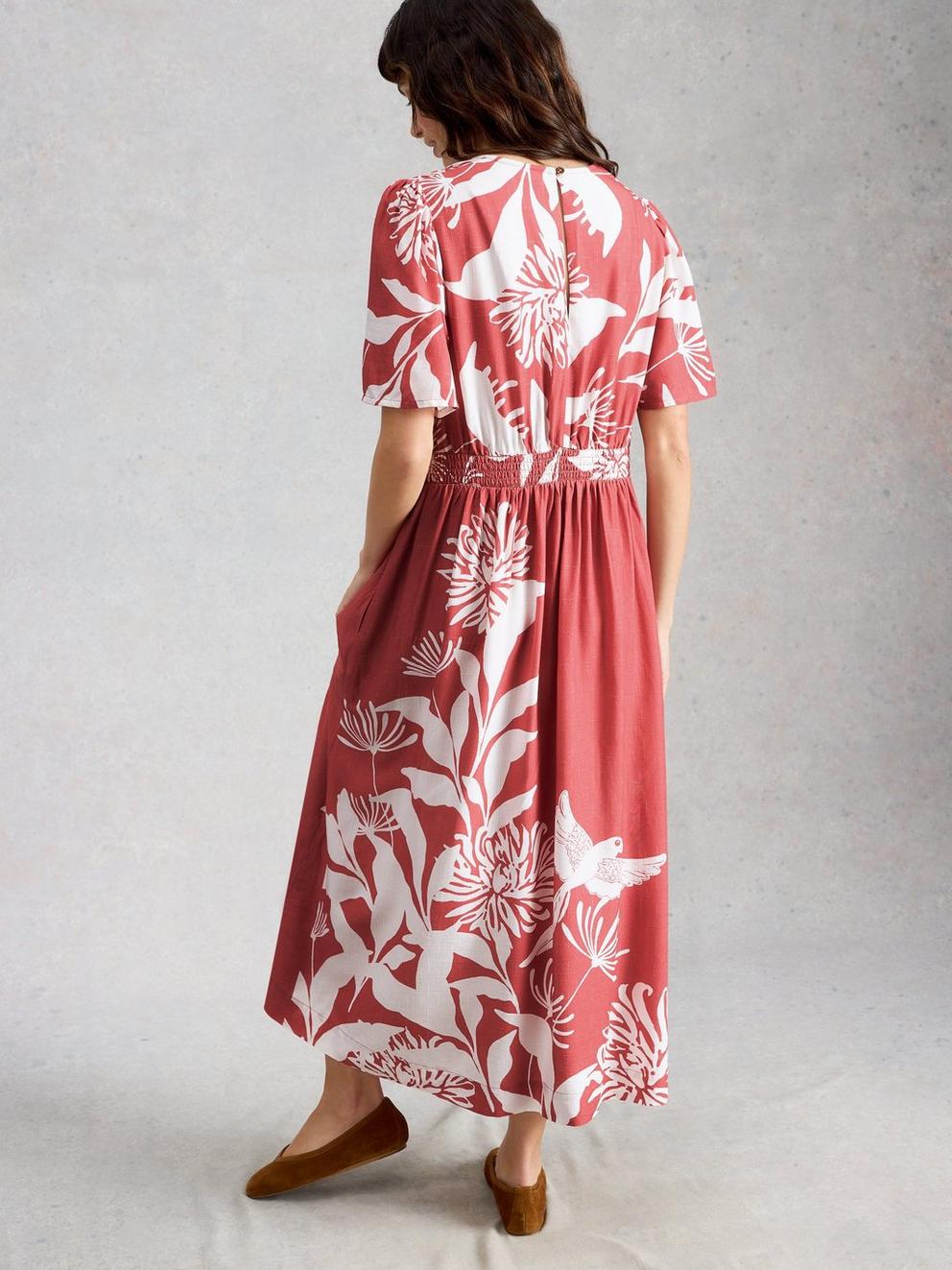 Lucy Midi Dress in PINK PR - MODEL BACK
