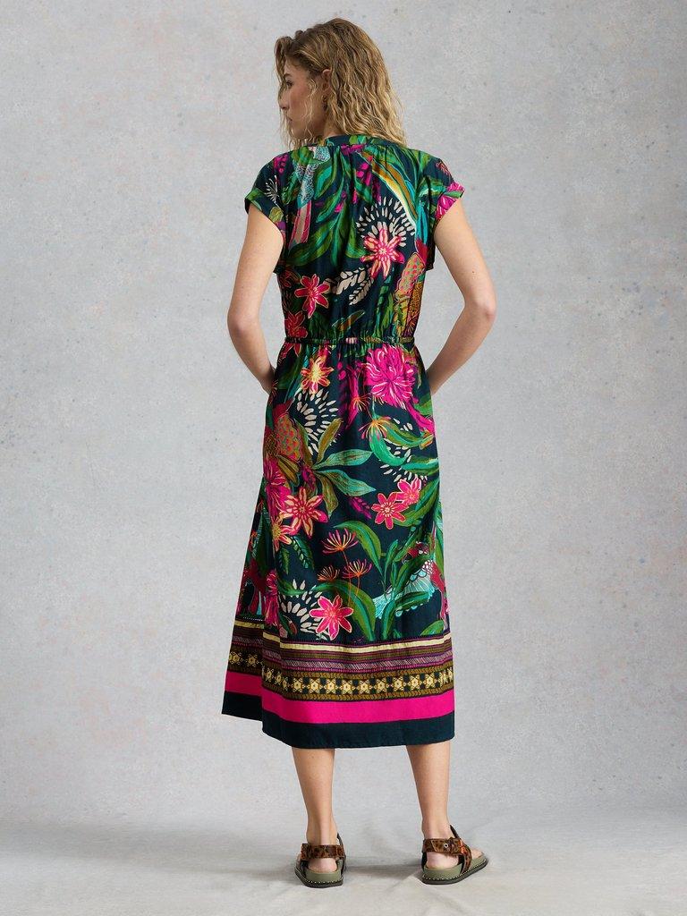 Lauryn Column Dress in GREEN PR - MODEL BACK
