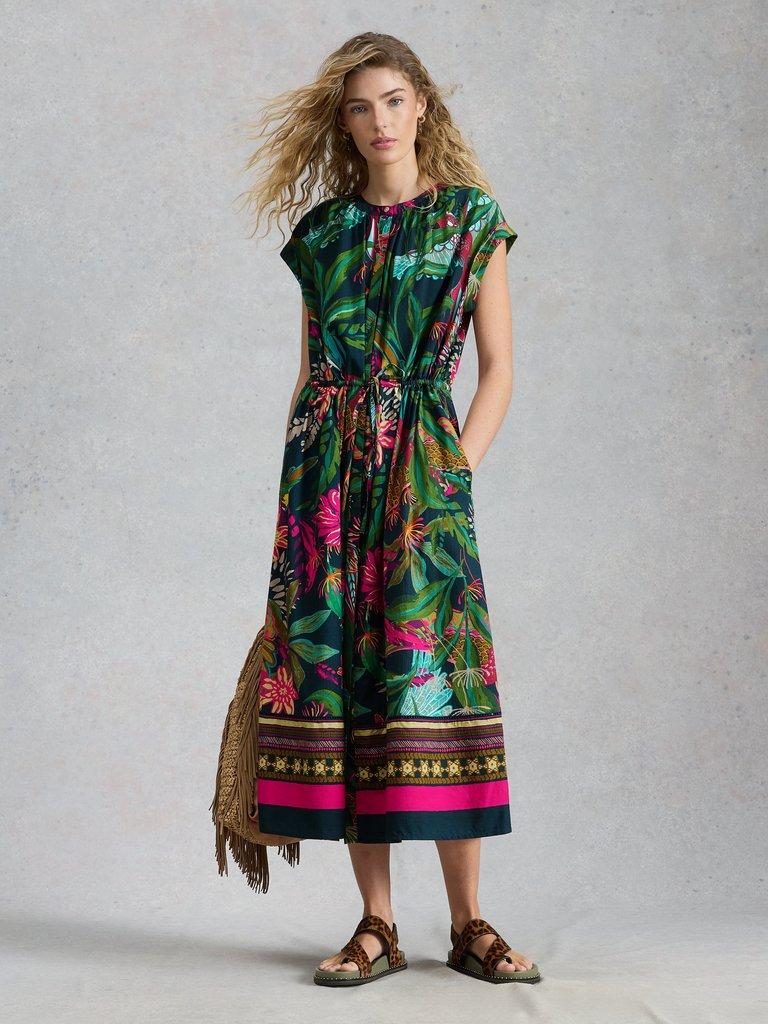 Lauryn Column Dress in GREEN PR - MODEL FRONT