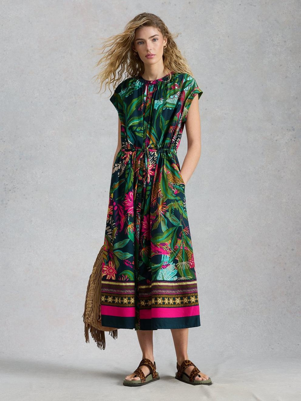 Lauryn Column Dress in GREEN PR - MODEL FRONT