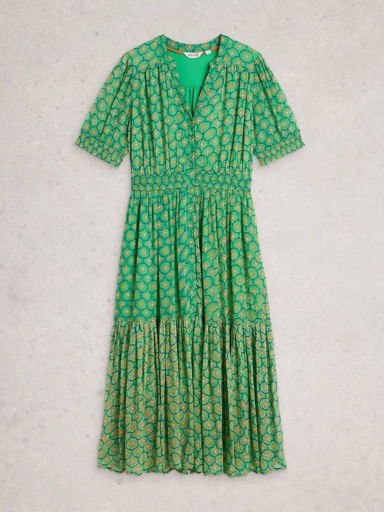 Yuki Midi Dress in GREEN PR - FLAT FRONT