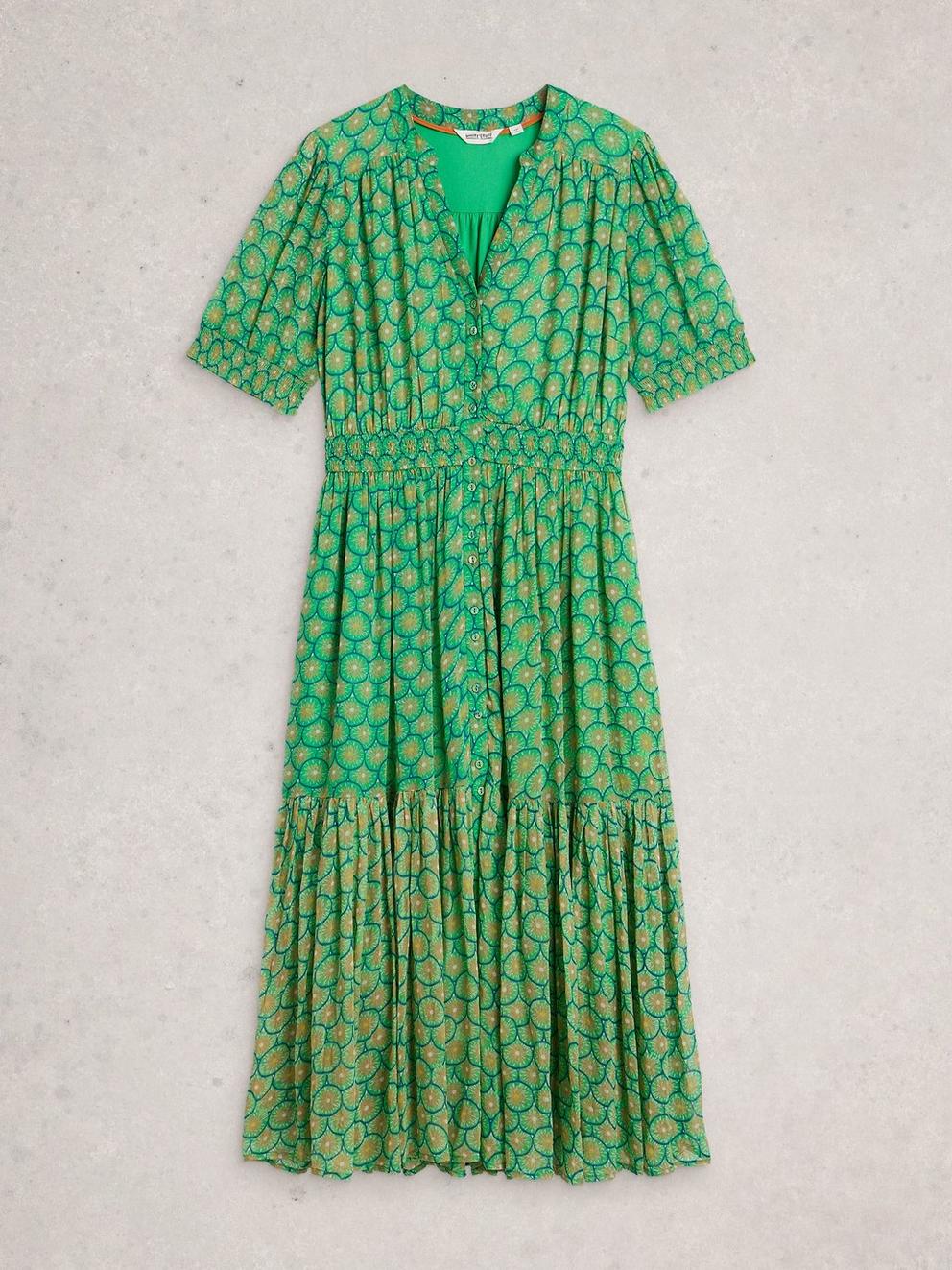 Yuki Midi Dress in GREEN PR - FLAT FRONT