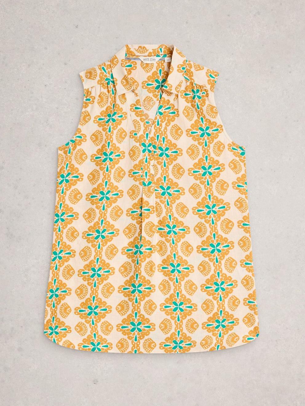 Bianca Sleeveless Linen Tunic in YELLOW PR - FLAT FRONT