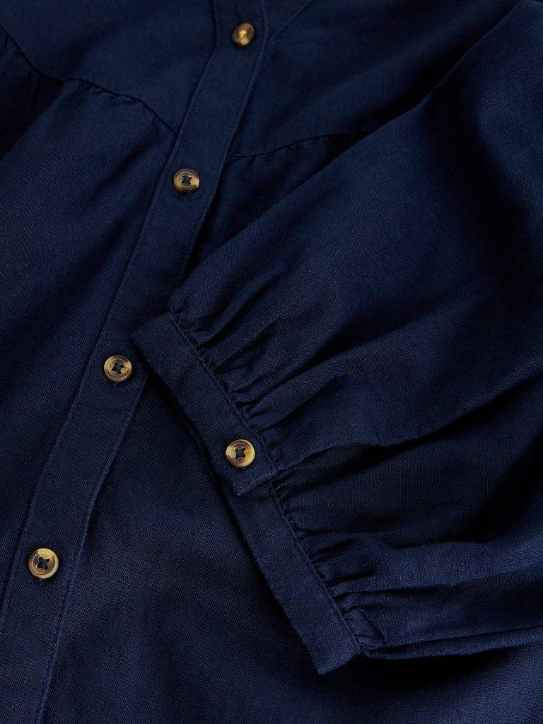 Raquel Linen Blend Tunic in DARK NAVY - FLAT DETAIL