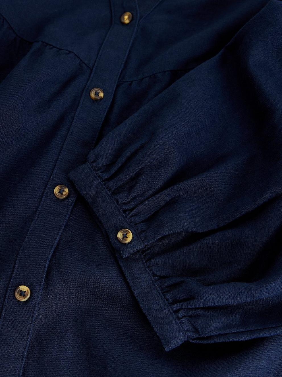 Raquel Linen Blend Tunic in DARK NAVY - FLAT DETAIL