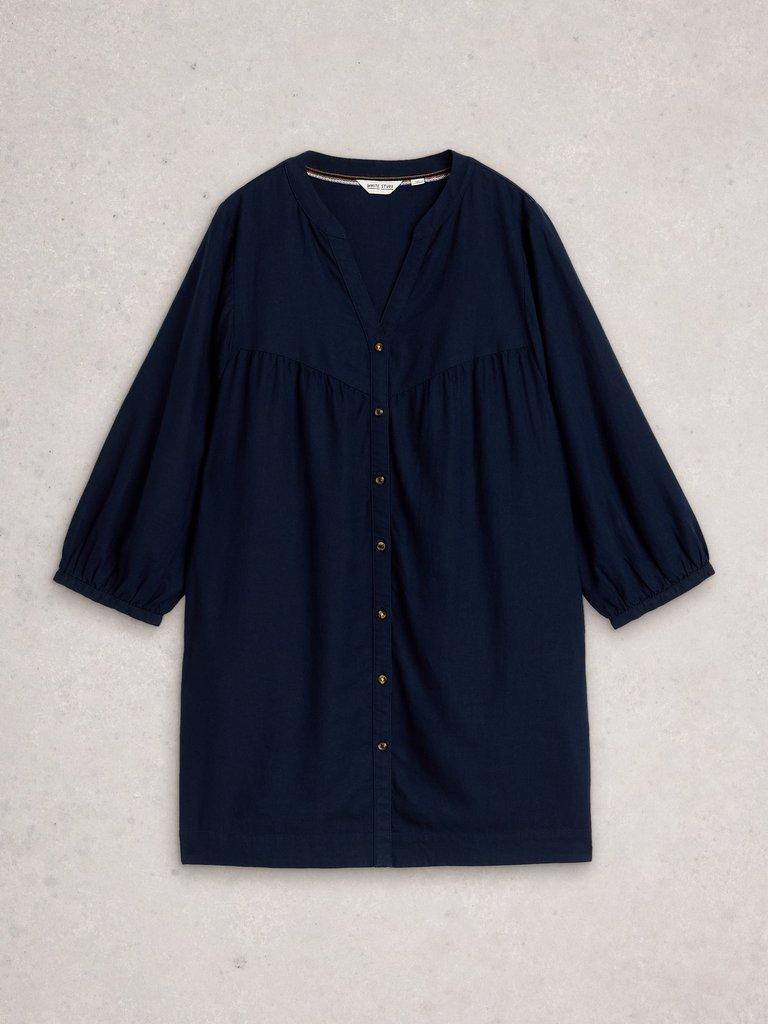 Raquel Linen Blend Tunic in DARK NAVY - FLAT FRONT