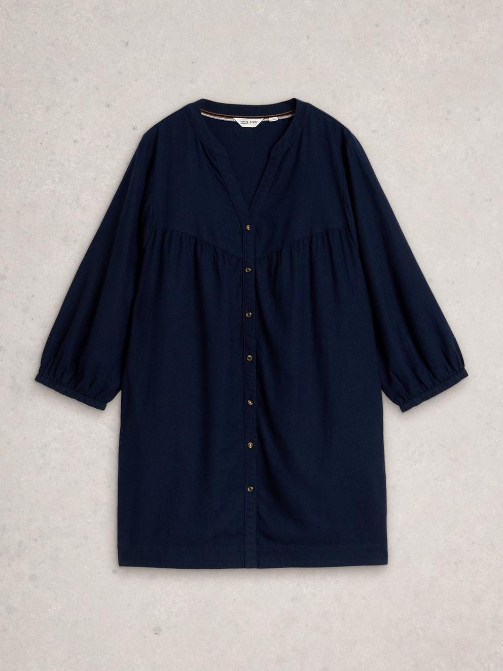 Raquel Linen Blend Tunic in DARK NAVY - FLAT FRONT