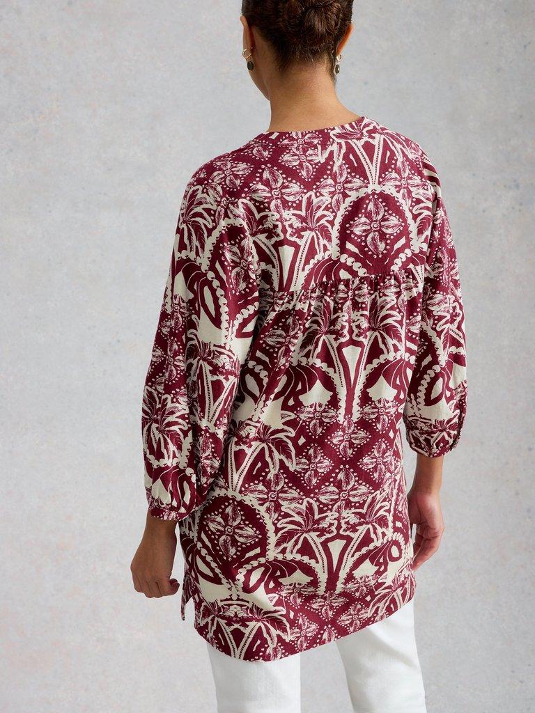 Raquel Linen Blend Tunic in PINK PR - MODEL BACK