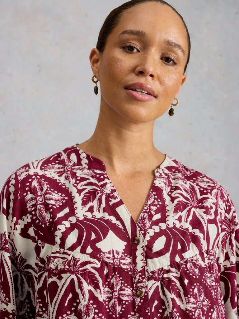 Raquel Linen Blend Tunic in PINK PR - MODEL DETAIL